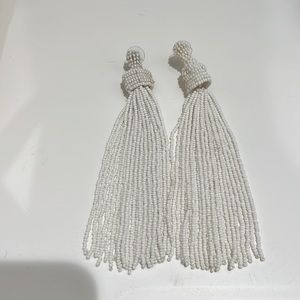 White tassel beaded earrings